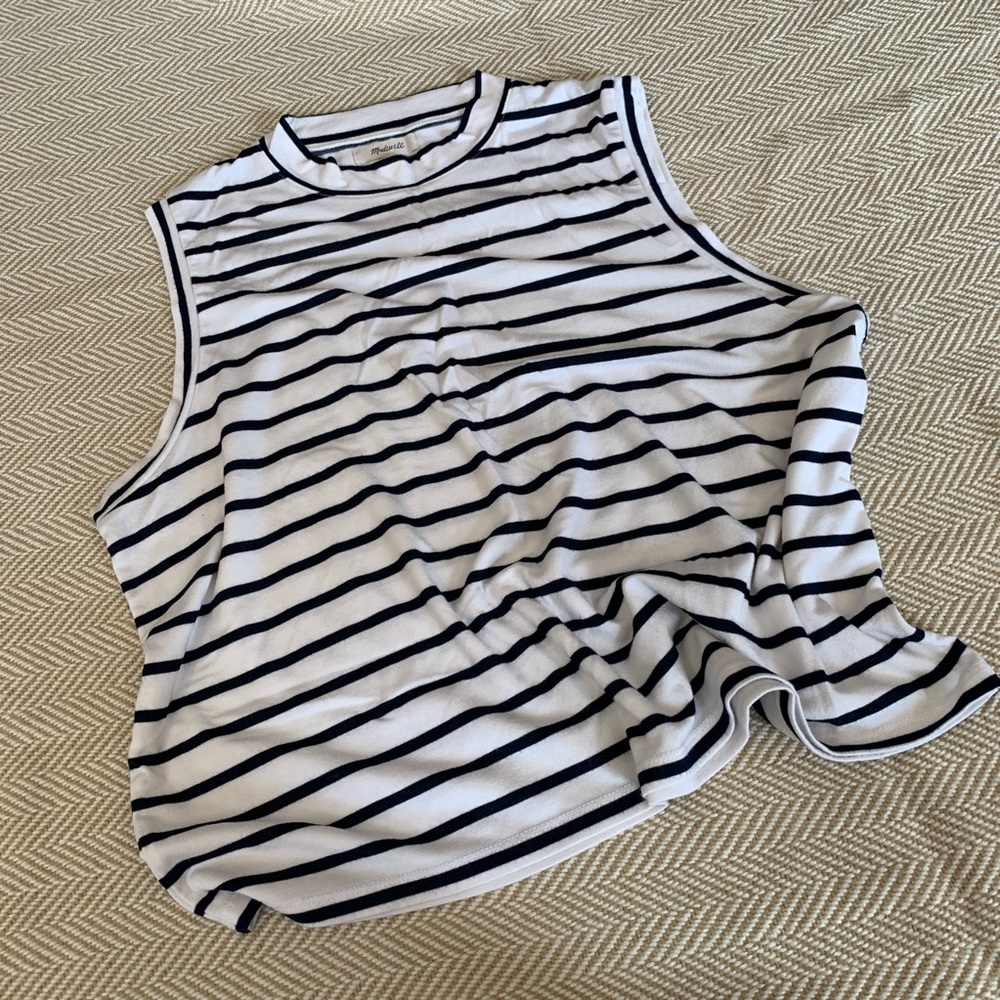 MADEWELL Super Soft Striped Mock Neck Tank